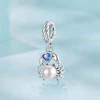 wholesale S925 silver ocean crab pendant, cute animal bead for charms, jewelry making-undefined
