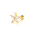 wholesale S925 Sterling Silver Stylish Five-petal Flower Colorful Zircon Accent Threaded Ear Stud-0-2