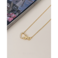wholesale S925 Sterling Silver Women's Fashion Infinity 8 Necklace With Love Zircon Pendant-0-1