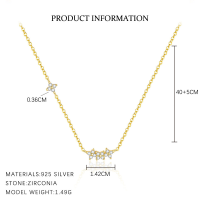 wholesale S925 Sterling Silver French Floral Zircon Accent Necklace, Ring, And Versatile Bracelet Set-A3896-Gold 925 Silver