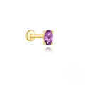 wholesale S925 Sterling Silver Geometric Zircon-inlaid Natural Amethyst Flat Threaded Ear Cartilage Stud-0-6