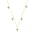 wholesale S925 Sterling Silver Star Moon Turquoise Necklace Bracelet Ring Earring Set-0-6
