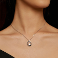 wholesale Sterling Silver 925, platinum-plated, teardrop moissanite necklace, lightweight luxury-0-4