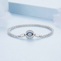 wholesale Sterling Silver 925 Evil Eye Bead Charm Bracelet, Minimalist Chain for Women-0-2