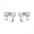 wholesale 925 Sterling Silver Bow Stud Earrings With Cubic Zirconia For Women-0-0