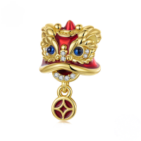 wholesale S925 silver gold-plated beads set, lucky golden money series for jewelry making.-undefined