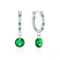 wholesale S925 Sterling Silver Super Sparkling Zircon Emerald Gemstone Hoop Earrings-0-4