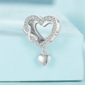 wholesale S925 sterling silver heart-shaped bead bracelet charm, eternal heart love positioning clasp-0-1