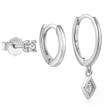 wholesale 925 Sterling Silver Hot-selling Everyday Elegant Zircon-accented Hoop Earring Set,。-0-4