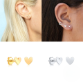 wholesale S925 Sterling Silver Minimalist Tiny Smooth Heart Stud Earrings, Korean Style Simple And Fresh Outfit Accessories-0-4
