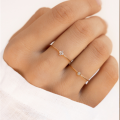 wholesale S925 Sterling Silver Crystal Flower Thin Band Ring, Versatile Index Finger Ring,, Ins Minimalist Style-0-1