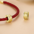 wholesale Gold-plated  Auspicious Swastika Pattern Silicone Bead S925 Silver Bracelet-0-1