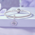 wholesale Sterling silver S925 pansy charm bead bracelet, flower-shaped loose beads SCC2583-0-2