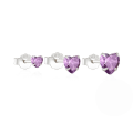 wholesale 925 Sterling Silver Classic Versatile Heart-shaped Zircon-accented Women's Earrings, 3-piece Set-0-9