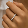 wholesale S925 Sterling Silver Adjustable Stretch Ring With Single Row Zircons, Cross Pearl Statement Finger Ring-0-3