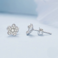 wholesale S925 sterling silver full-set zircon flower stud earrings love heart BSE855-0-1