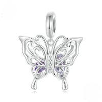 wholesale Silver-plated 925 sterling silver filigree butterfly charm pendant bead link bracelet accessory-undefined