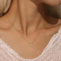 wholesale 925 Sterling Silver Double Layer Lucky Four-leaf Clover Necklace For Women, Hot-selling Simple Zircon-accented Super Sparkling Flower Ins Versatile Collarbone Chain-0-2