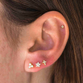 wholesale S925 Sterling Silver Single Cross Zircon-studded Threaded Ear Stud,ins。-0-1