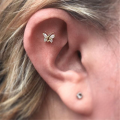 wholesale 925 Sterling Silver Single Butterfly Stud Earring With Zircon Piercing Cartilage, Trendy Ins Style-0-3