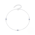 wholesale S925 Sterling Silver Adjustable Evil Eye Pendant Unisex Anklet,。-0-0