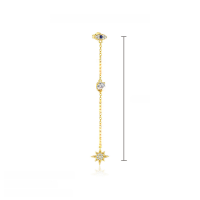 wholesale S925 Sterling Silver Cross-border Wholesale Star Moon Micro-inlaid Tassel Earring Set-E4784-Gold/Single 925 Silver
