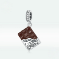 wholesale 925 Sterling Silver Brown Chocolate Bar Bear Couple Dangle Charm With Cubic Zirconia For Bracelet-0-3