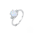 wholesale S925 Sterling Silver Opal Flower Turquoise Ring, Fashionable, Retro, Niche Design For Index Or Pinky Finger-0-8
