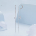 wholesale S925 Sterling Silver Hoop Earrings With Cubic Zirconia Long And Minimalist Style Bse830-0-2