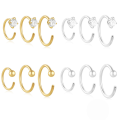 wholesale S925 Sterling Silver C-shaped Four-prong Zircon Piercing Clip-on Earring Set, A Creative European And American Best-seller-0-0