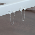 wholesale S925 Sterling Silver Versatile Star And Moon Chain Tassel Earrings, Korean Style-0-3