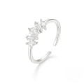 wholesale S925 Sterling Silver Geometric Zirconia Open Adjustable Ring, Korean Style Minimalist Luxury-0-8