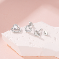 wholesale 925 Sterling Silver New Heart-shaped Zircon Inlaid Stud Earrings, Korean Style, Minimalist And Versatile-0-3