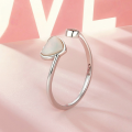 wholesale S925 Sterling Silver Plated White Gold Adjustable Heart Ring For Valentine's Day-0-2