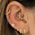 wholesale S925 Sterling Silver Double Row Zircon Spike Cartilage Earring, Piercing Ear Jewelry, European And American Style Ear Bone Clip, Ear Helix Nose Ring-0-3
