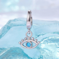 wholesale Metal charms: Evil Eye beads, s925 silver-plated white gold, DIY bracelet parts-0-1