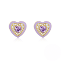 wholesale 925 Sterling Silver New Heart-shaped Colorful Zircon Enamel Drop Earrings,-0-7