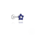 wholesale S925 Sterling Silver Geometric Inlaid Zircon Natural Lapis Lazuli Flat Head Threaded Ear Cartilage Stud, New Hot Selling High-end Earrings-0-11