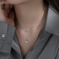 wholesale S925 Solid Silver Korean Minimalist Fresh Love Heart Necklace For Women, Versatile Layering Collarbone Chain Wholesale-0-3