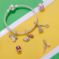 wholesale 925 Sterling Silver Pink Cz Golf Football Tennis Badminton Dangle Charms For Bracelet-0-2