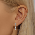 wholesale Sterling Silver With Rhinestones, Tassel, Threaded Flat-back Ear Bone Stud Earrings,。-0-2