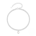 wholesale S925 Sterling Silver Adjustable Double-layer Cauliflower Chain With Pearl Pendant, Unisex Foot Anklet-0-0