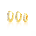 wholesale S925 Sterling Silver Round Zircon Accented Drop Hoop Earrings, Korean Style Light Luxury Trendy-0-0