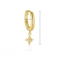 wholesale S925 Sterling Silver Wholesale Set Of Star And Moon Micro-inlaid Zirconia Earrings, Women's Unique Euro-american Design-E4740-Gold/Single 925 Silver