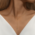 wholesale S925 Sterling Silver Y-shaped Zircon Accent Daily Wear Choker Necklace-0-2