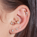 wholesale S925 Sterling Silver Plated With K Gold Single Zircon Cartilage Stud Earring Hoop-0-1
