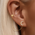 wholesale S925 Sterling Silver Asymmetric Star And Moon Earrings With Opal, Rhinestones, And Fringe Design-0-1