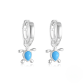 wholesale S925 Sterling Silver Single-row Zircon Turquoise Love Turtle Ear Hoops-0-6