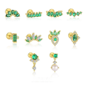 wholesale S925 Sterling Silver Wholesale Women's Earrings With Green Zircon, Irregular Design For Luxurious Style-0-0