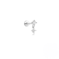 wholesale 925 Sterling Silver Star Teardrop Crystal Flat Threaded Ear Cartilage Stud-0-8